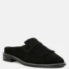 LENA Black Genuine Suede Mules -Rag & Co Shop lenasuedewalkingmules RCSH2225 Black 2