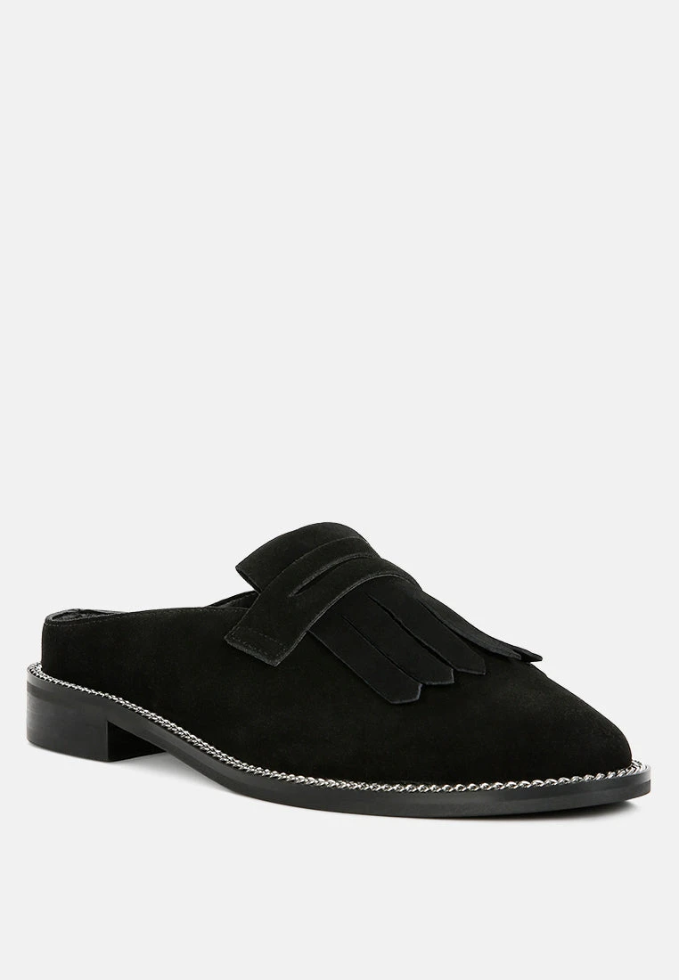 LENA Black Genuine Suede Mules 3 LENA Black Genuine Suede Mules