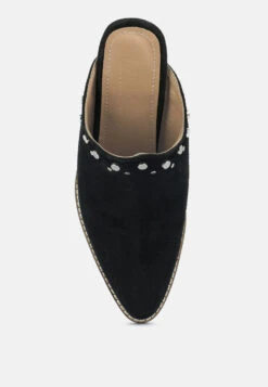 LESLIE Stacked Heel Mules -Rag & Co Shop lesliestackedheelmules RCSH1941 black 8