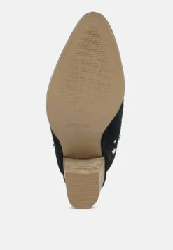 LESLIE Stacked Heel Mules -Rag & Co Shop lesliestackedheelmules RCSH1941 black 9