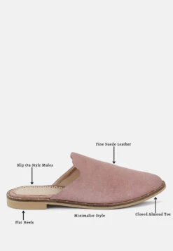 LIA Dusty Pink Handcrafted Suede Mules -Rag & Co Shop liahandcraftedcanvasmules RCSH1872 DustyPink 1
