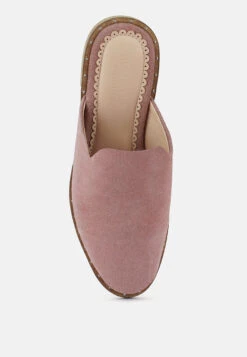 LIA Dusty Pink Handcrafted Suede Mules -Rag & Co Shop liahandcraftedcanvasmules RCSH1872 DustyPink 2