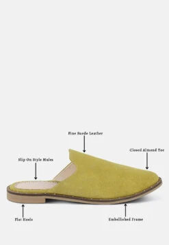 LIA Mustard Handcrafted Suede Mules -Rag & Co Shop liahandcraftedcanvasmules RCSH1872 mustard 1