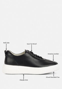 MAGULL Solid Lace Up Leather Sneakers In Black -Rag & Co Shop magullsolidlaceupleathersneakers RCSH4206 black 1