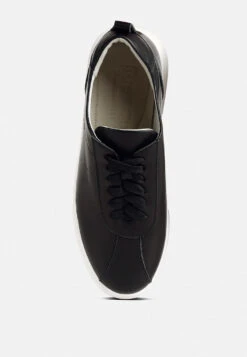 MAGULL Solid Lace Up Leather Sneakers In Black -Rag & Co Shop magullsolidlaceupleathersneakers RCSH4206 black 10