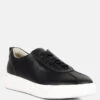 MAGULL Solid Lace Up Leather Sneakers In Black