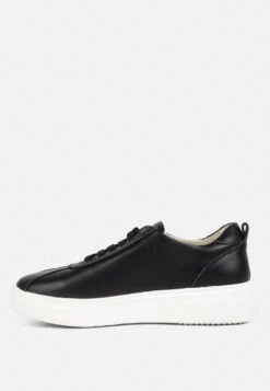 MAGULL Solid Lace Up Leather Sneakers In Black -Rag & Co Shop magullsolidlaceupleathersneakers RCSH4206 black 6