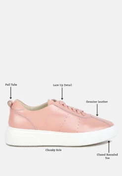 MAGULL Solid Lace Up Leather Sneakers In Pink -Rag & Co Shop magullsolidlaceupleathersneakers RCSH4206 pink 10