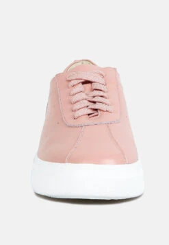 MAGULL Solid Lace Up Leather Sneakers In Pink -Rag & Co Shop magullsolidlaceupleathersneakers RCSH4206 pink 3