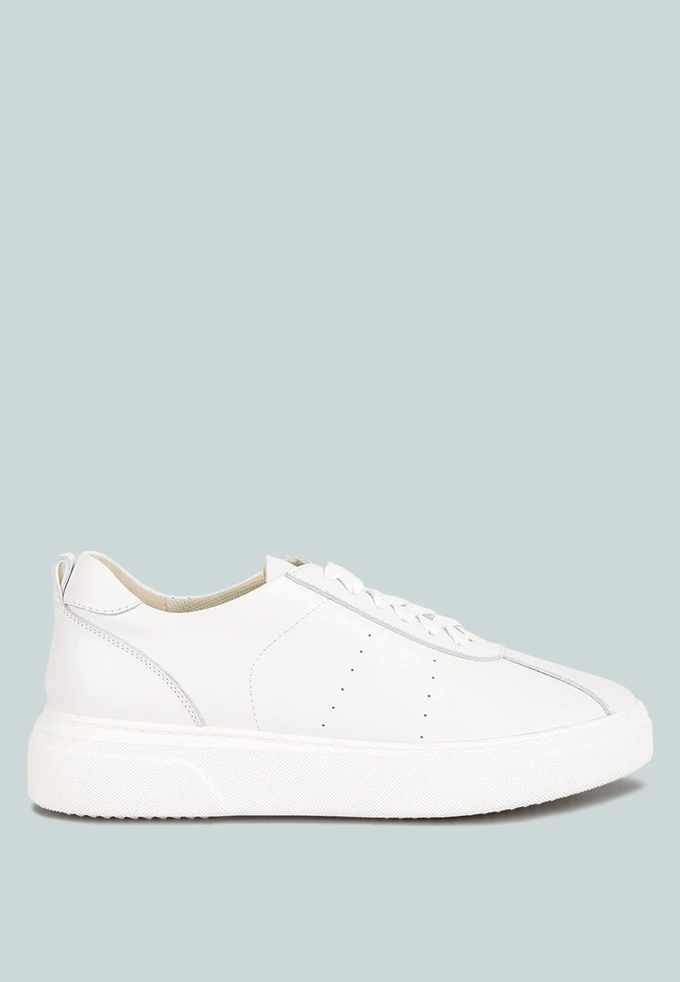MAGULL Solid Lace Up Leather Sneakers In White 4 MAGULL Solid Lace Up Leather Sneakers In White - Image 2