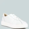 MAGULL Solid Lace Up Leather Sneakers In White