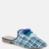 MARIANA Blue Woven Flat Mules With Tassels
