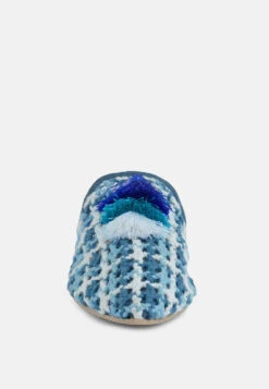 MARIANA Blue Woven Flat Mules With Tassels -Rag & Co Shop marianawovenflatmuleswithtassels RCSH2028 blue 4