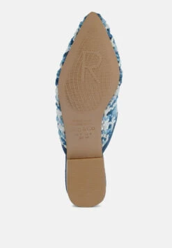 MARIANA Blue Woven Flat Mules With Tassels -Rag & Co Shop marianawovenflatmuleswithtassels RCSH2028 blue 9