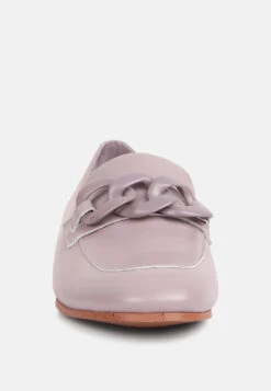 MERVA Chunky Chain Leather Loafers In Lilac -Rag & Co Shop mervachunkychainleatherloafersRCSH4106Lilac 2