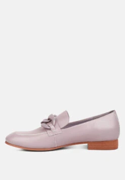 MERVA Chunky Chain Leather Loafers In Lilac -Rag & Co Shop mervachunkychainleatherloafersRCSH4106Lilac 3