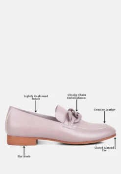 MERVA Chunky Chain Leather Loafers In Lilac -Rag & Co Shop mervachunkychainleatherloafersRCSH4106Lilac 8