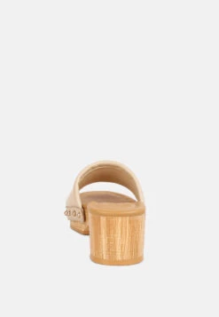 MINNY Textured Heel Leather Slip On Sandals In Beige -Rag & Co Shop minnytexturedheelleathersliponsandals RCSH4212 beige 6