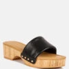 MINNY Textured Heel Leather Slip On Sandals In Black -Rag & Co Shop minnytexturedheelleathersliponsandals RCSH4212 black 2