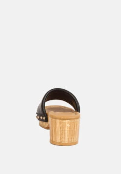 MINNY Textured Heel Leather Slip On Sandals In Black -Rag & Co Shop minnytexturedheelleathersliponsandals RCSH4212 black 6