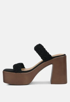 Misaki Woven Suede Strap Platform Sandals In Black -Rag & Co Shop misakibraideddetailchunkysandals RCSH black 5
