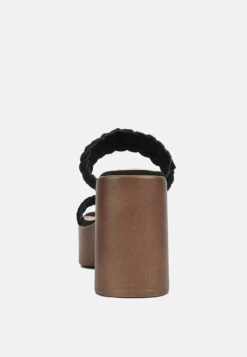 Misaki Woven Suede Strap Platform Sandals In Black -Rag & Co Shop misakibraideddetailchunkysandals RCSH black 7