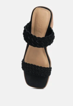 Misaki Woven Suede Strap Platform Sandals In Black -Rag & Co Shop misakibraideddetailchunkysandals RCSH black 9