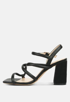 ARTHA Open Square Toe Block Heel Sandals In Black -Rag & Co Shop opensquaretoeblockheelsandals RCSH4168 black 4