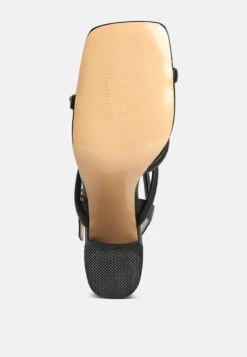 ARTHA Open Square Toe Block Heel Sandals In Black -Rag & Co Shop opensquaretoeblockheelsandals RCSH4168 black 7