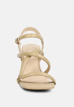 ARTHA Open Square Toe Block Heel Sandals In Taupe -Rag & Co Shop opensquaretoeblockheelsandals RCSH4168 taupe 3