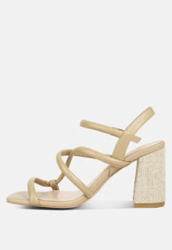ARTHA Open Square Toe Block Heel Sandals In Taupe -Rag & Co Shop opensquaretoeblockheelsandals RCSH4168 taupe 4