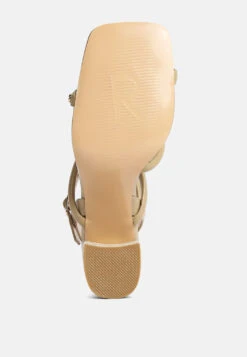 ARTHA Open Square Toe Block Heel Sandals In Taupe -Rag & Co Shop opensquaretoeblockheelsandals RCSH4168 taupe 7