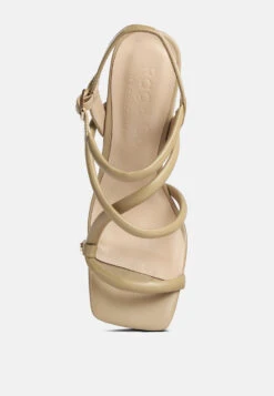 ARTHA Open Square Toe Block Heel Sandals In Taupe -Rag & Co Shop opensquaretoeblockheelsandals RCSH4168 taupe 8