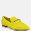 RICKA Chain Embellished Loafers In Lime -Rag & Co Shop rickachainembellishedloafers RCSH4054 mustard 3