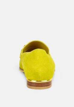 RICKA Chain Embellished Loafers In Lime -Rag & Co Shop rickachainembellishedloafers RCSH4054 mustard 7