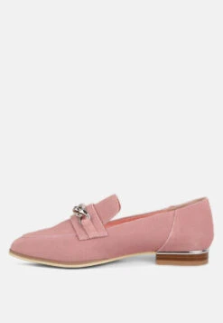 RICKA Chain Embellished Loafers In Pink -Rag & Co Shop rickachainembellishedloafers RCSH4054 pink 4