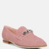 RICKA Chain Embellished Loafers In Pink -Rag & Co Shop rickachainembellishedloafers RCSH4054 pink 5