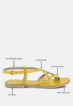 RITA Yellow Strappy Flat Leather Sandals -Rag & Co Shop ritastrappyflatleathersandals RCSH1852 yellow 1