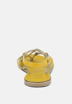 RITA Yellow Strappy Flat Leather Sandals -Rag & Co Shop ritastrappyflatleathersandals RCSH1852 yellow 3