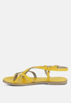 RITA Yellow Strappy Flat Leather Sandals -Rag & Co Shop ritastrappyflatleathersandals RCSH1852 yellow 5