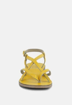 RITA Yellow Strappy Flat Leather Sandals -Rag & Co Shop ritastrappyflatleathersandals RCSH1852 yellow 6