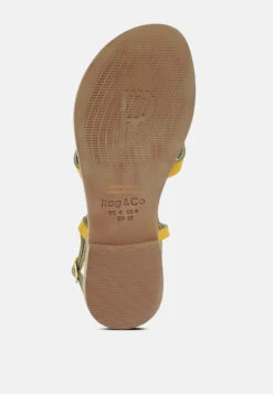 RITA Yellow Strappy Flat Leather Sandals -Rag & Co Shop ritastrappyflatleathersandals RCSH1852 yellow 8