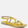 RITA Yellow Strappy Flat Leather Sandals
