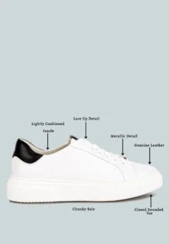 SCHICK Lace Up Leather Sneakers In Black 17 SCHICK Lace Up Leather Sneakers In Black -Rag & Co Shop schicklaceupleathersneakers RCSH4203 White Black 10