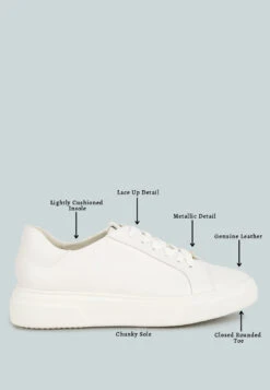SCHICK Lace Up Leather Sneakers In White -Rag & Co Shop schicklaceupleathersneakers RCSH4203 White White 10