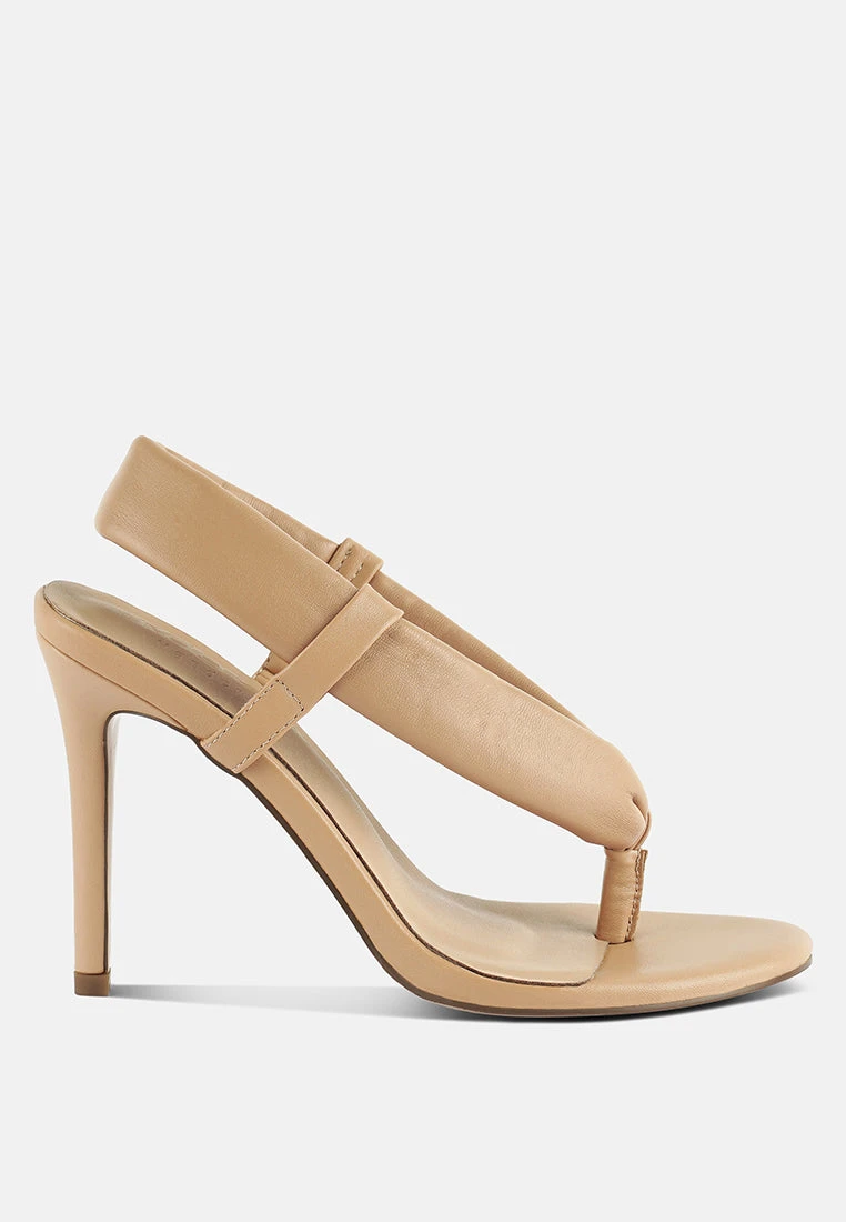 SINGLES Beige Stiletto Heel Thong Sandals 4 SINGLES Beige Stiletto Heel Thong Sandals - Image 2