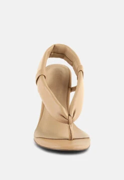 SINGLES Beige Stiletto Heel Thong Sandals 11 SINGLES Beige Stiletto Heel Thong Sandals -Rag & Co Shop singleshighheeledthongsandals RCSH3037 tan 6