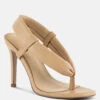 SINGLES Beige Stiletto Heel Thong Sandals -Rag & Co Shop singleshighheeledthongsandals RCSH3037 tan 9
