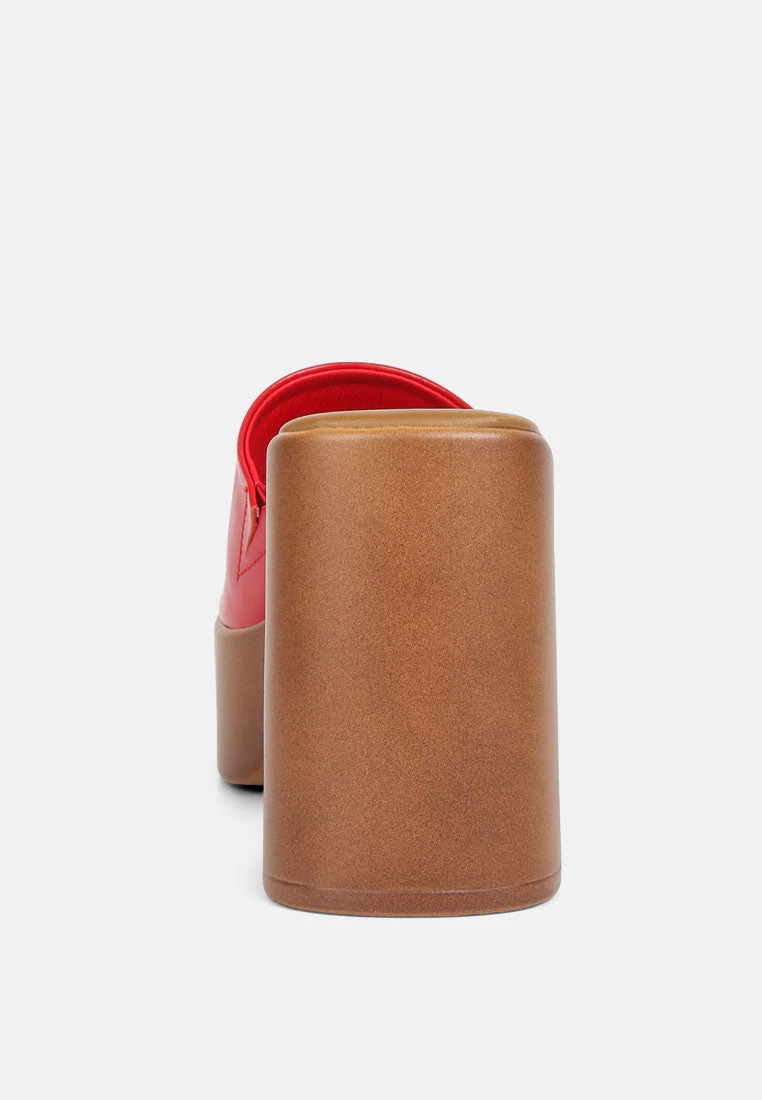 SCANDAL Slip On Block Heel Sandals In Red 7 SCANDAL Slip On Block Heel Sandals In Red - Image 5