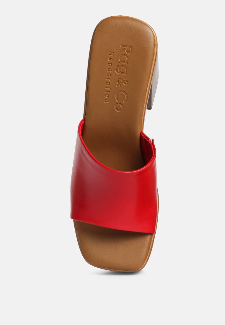 SCANDAL Slip On Block Heel Sandals In Red 8 SCANDAL Slip On Block Heel Sandals In Red - Image 6